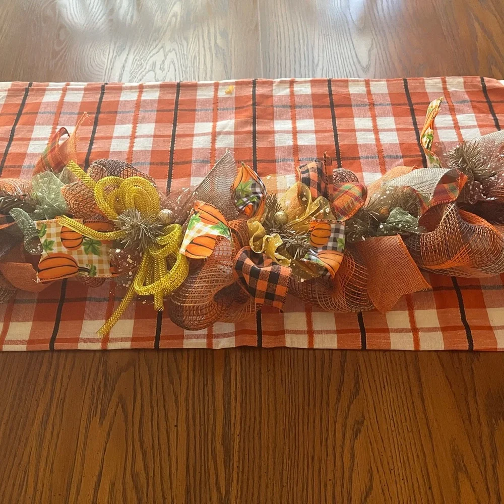 Fall Thanksgiving Autumn 9’ Fireplace Door GARLAND Pumpkin MATCH WREATH AVAIL